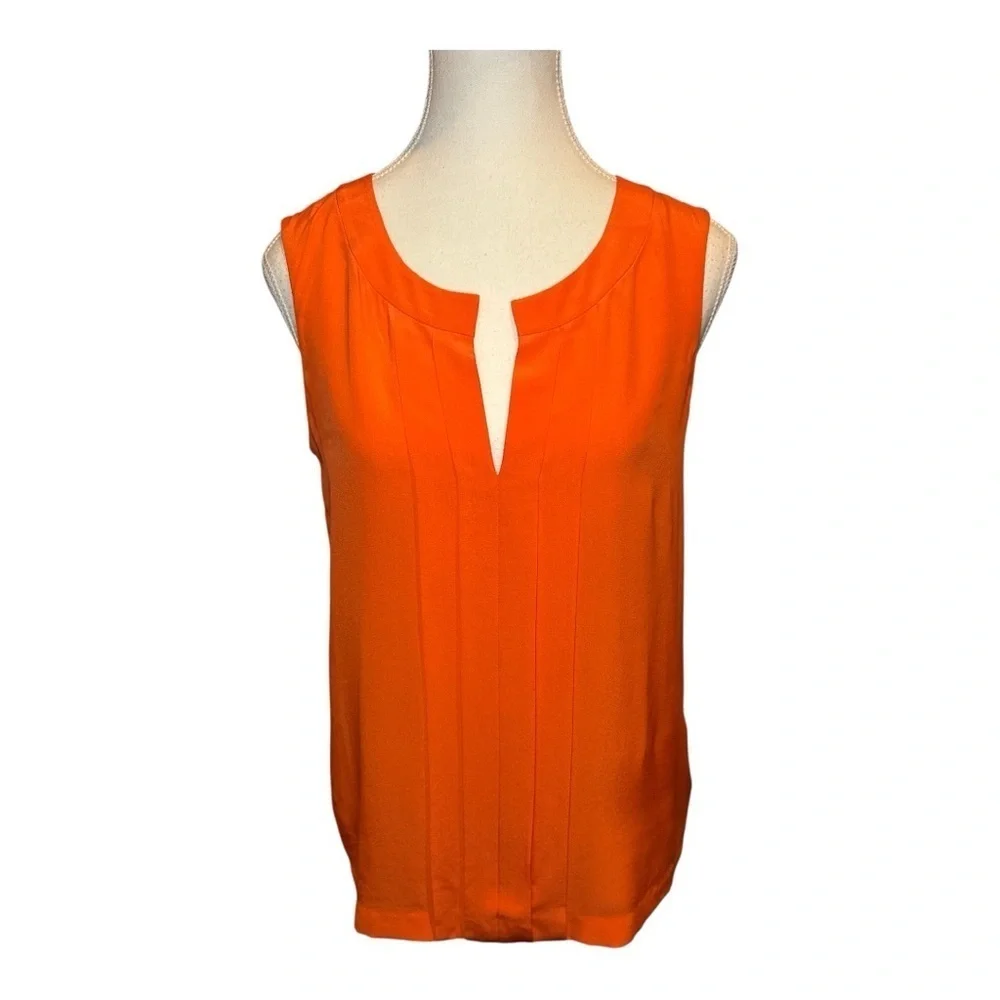 Kate Spade 100% Silk Blouse Tank Orange Sz 4 Sleeveless Casual Summer